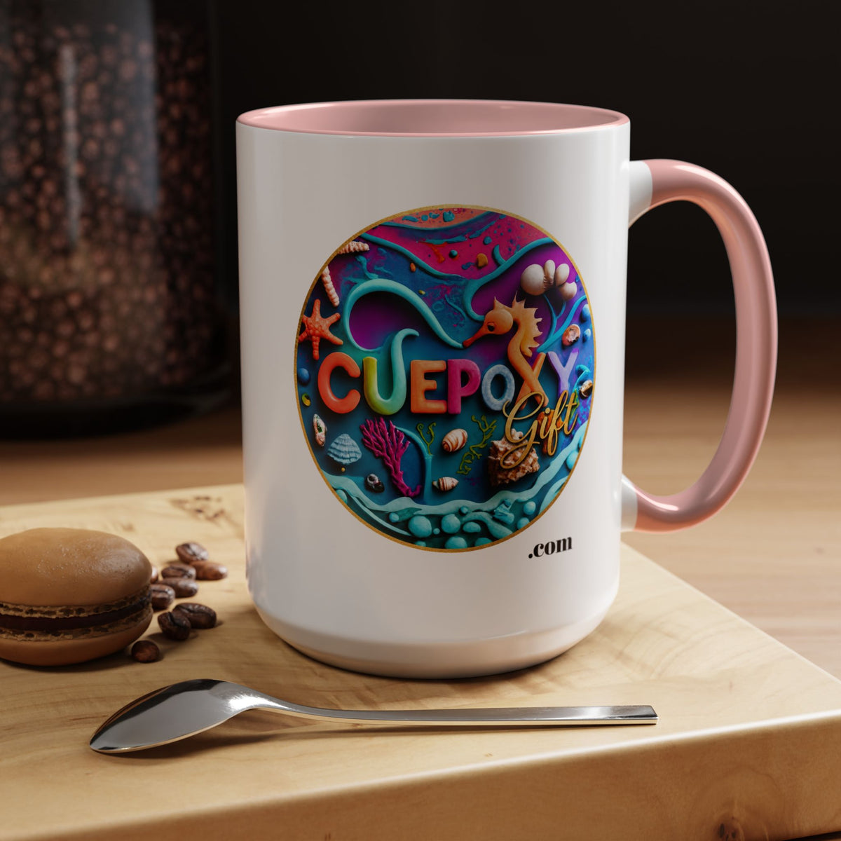 Ocean Art Accent Coffee Mug – CuepoxyGift | Two-Tone Ceramic 11oz & 15oz