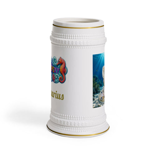 Aquarius Zodiac Beer Stein – The Ocean’s Flowing Vessel | 22 oz