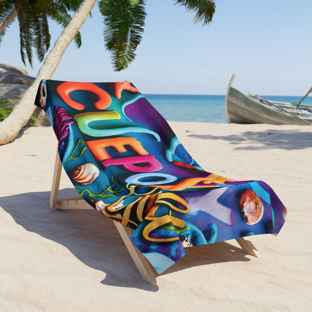 Ocean Art Beach Towel – CuepoxyGift | Heavyweight Cotton-Poly, 2 Sizes