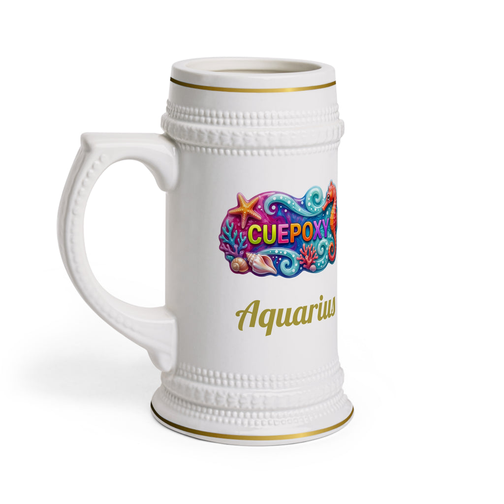 Aquarius Zodiac Beer Stein – The Ocean’s Flowing Vessel | 22 oz