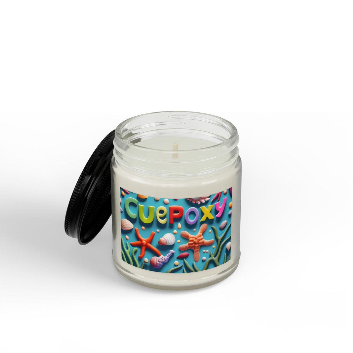 Ocean-Inspired Scented Soy Candle – CuepoxyGift | Black Lid, 4oz & 9oz, Amber or Clear Jar