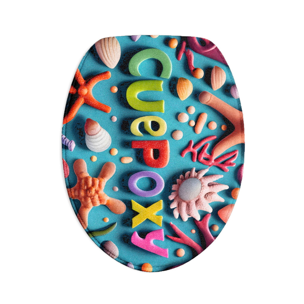 Ocean Art Bath Mat 3-Piece Set – CuepoxyGift | Non-Slip Flannel Floor Mat, Toilet Cover & U-Mat