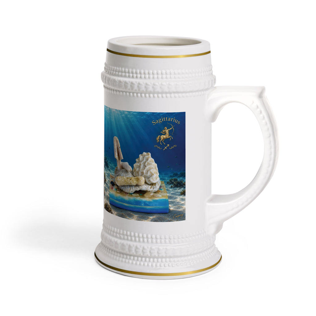 Sagittarius Zodiac Beer Stein – An Arrow Toward Ocean Light | 22 oz