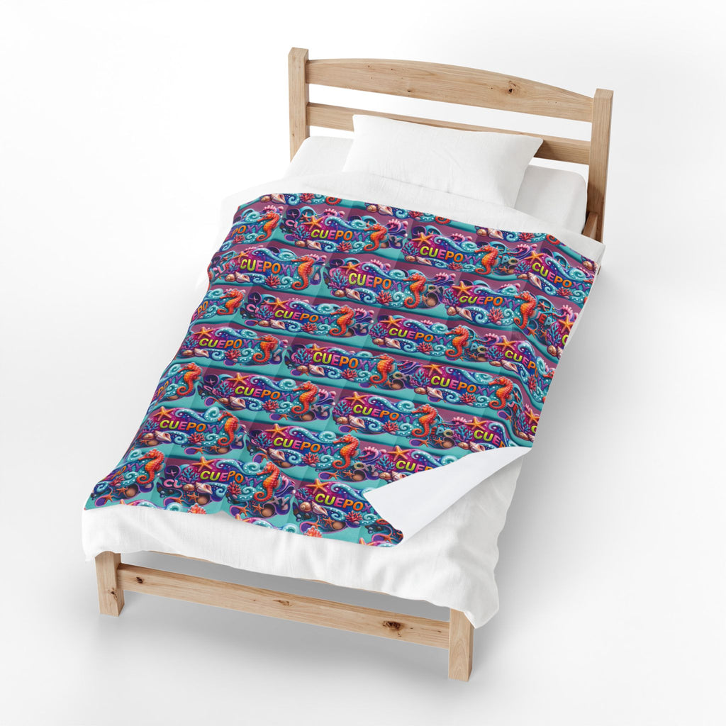 Ocean Art Velveteen Plush Blanket – CuepoxyGift | Ultra-Soft One-Side Print, 3 Sizes