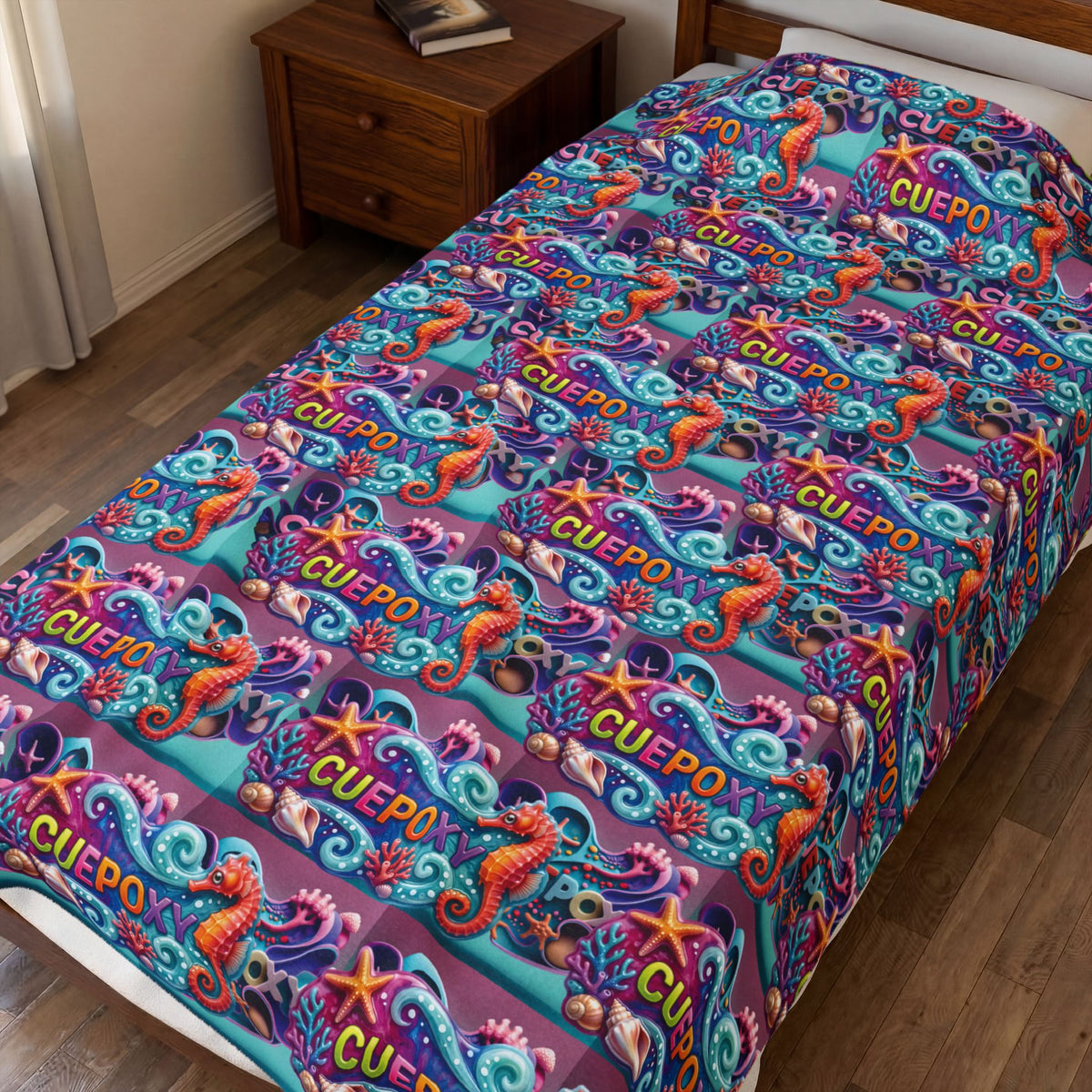 Ocean Art Velveteen Plush Blanket – CuepoxyGift | Ultra-Soft One-Side Print, 3 Sizes