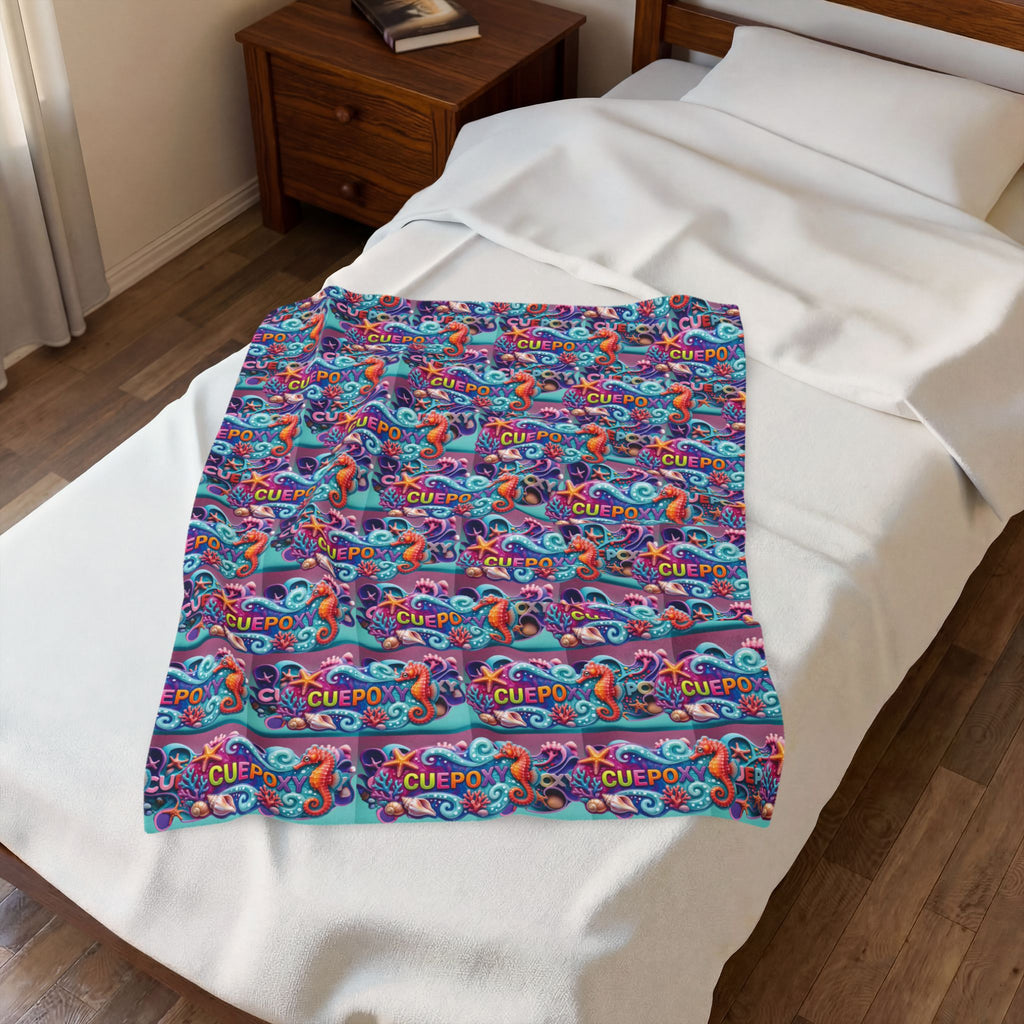 Ocean Art Velveteen Plush Blanket – CuepoxyGift | Ultra-Soft One-Side Print, 3 Sizes