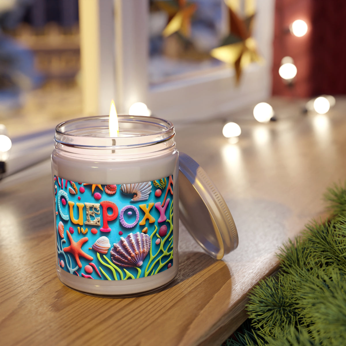 Ocean-Inspired Scented Soy Candle 9oz – CuepoxyGift | 100% Natural Soy Wax, White Lid