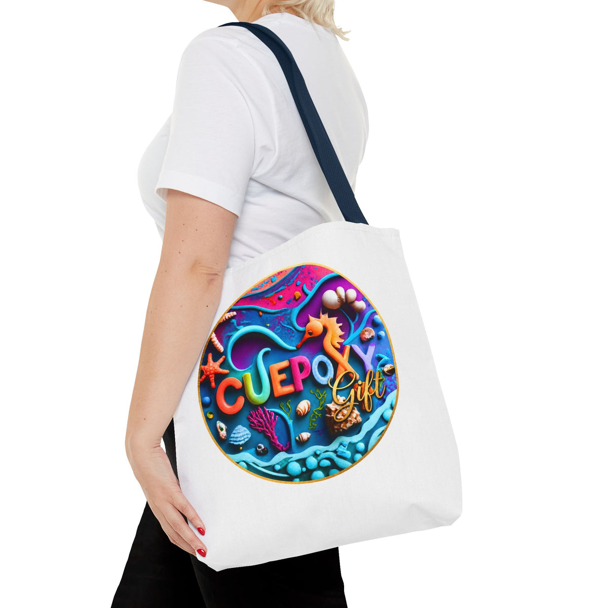 Ocean Art All-Over Print Tote Bag – CuepoxyGift Beach Design | 3 Sizes