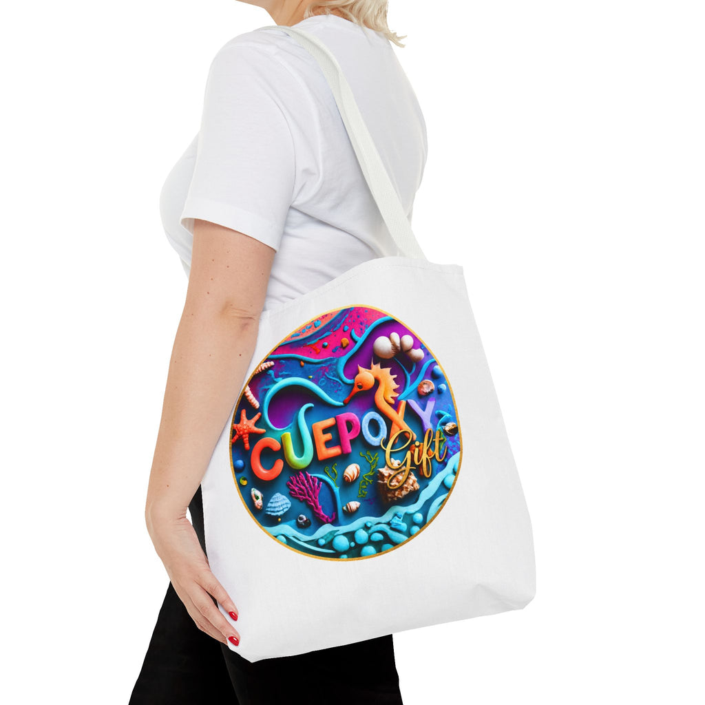 Ocean Art All-Over Print Tote Bag – CuepoxyGift Beach Design | 3 Sizes