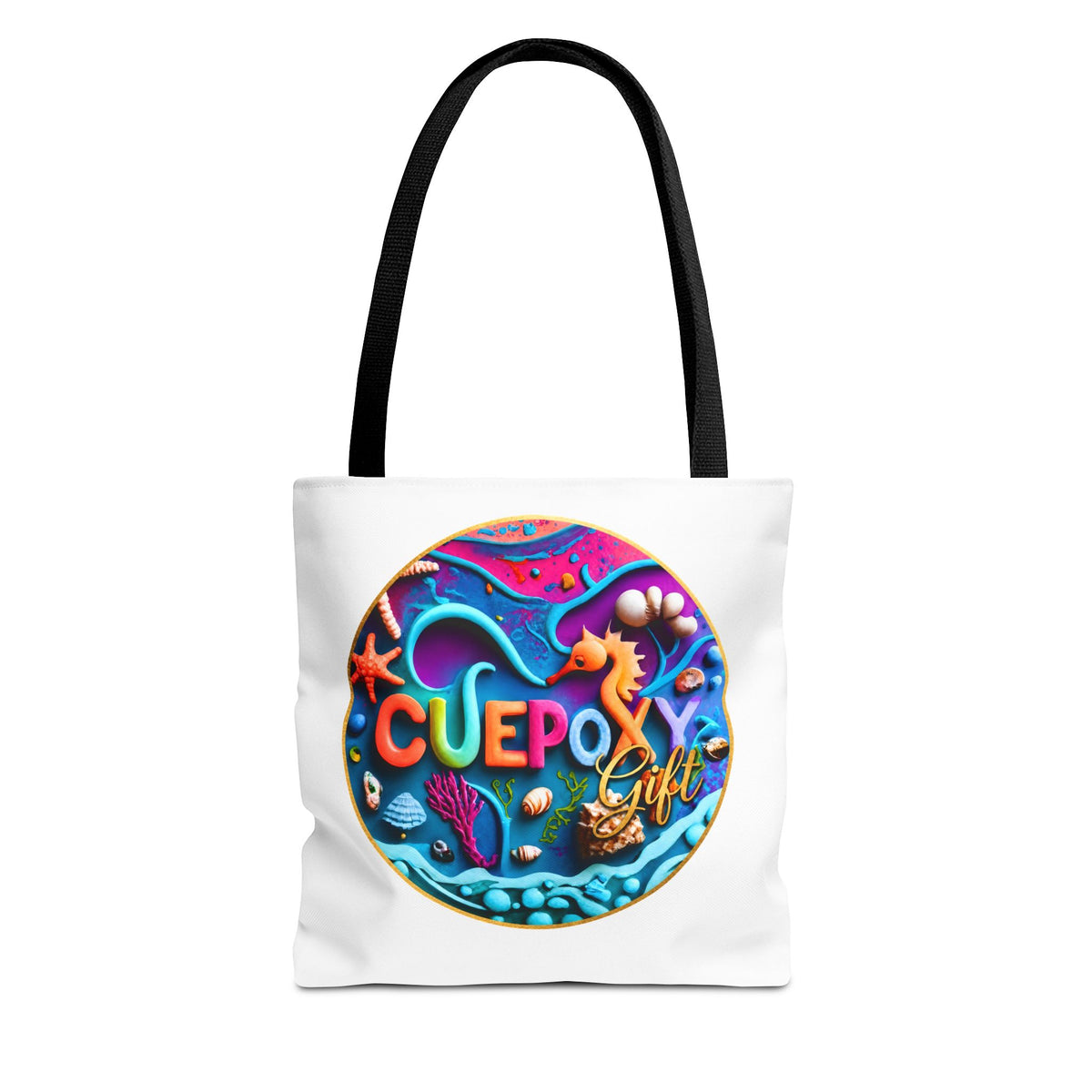 Ocean Art All-Over Print Tote Bag – CuepoxyGift Beach Design | 3 Sizes