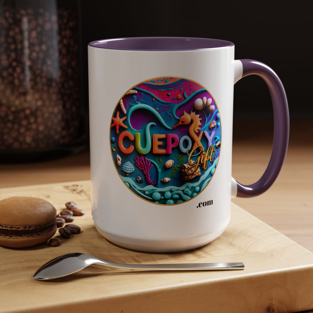 Ocean Art Accent Coffee Mug – CuepoxyGift | Two-Tone Ceramic 11oz & 15oz