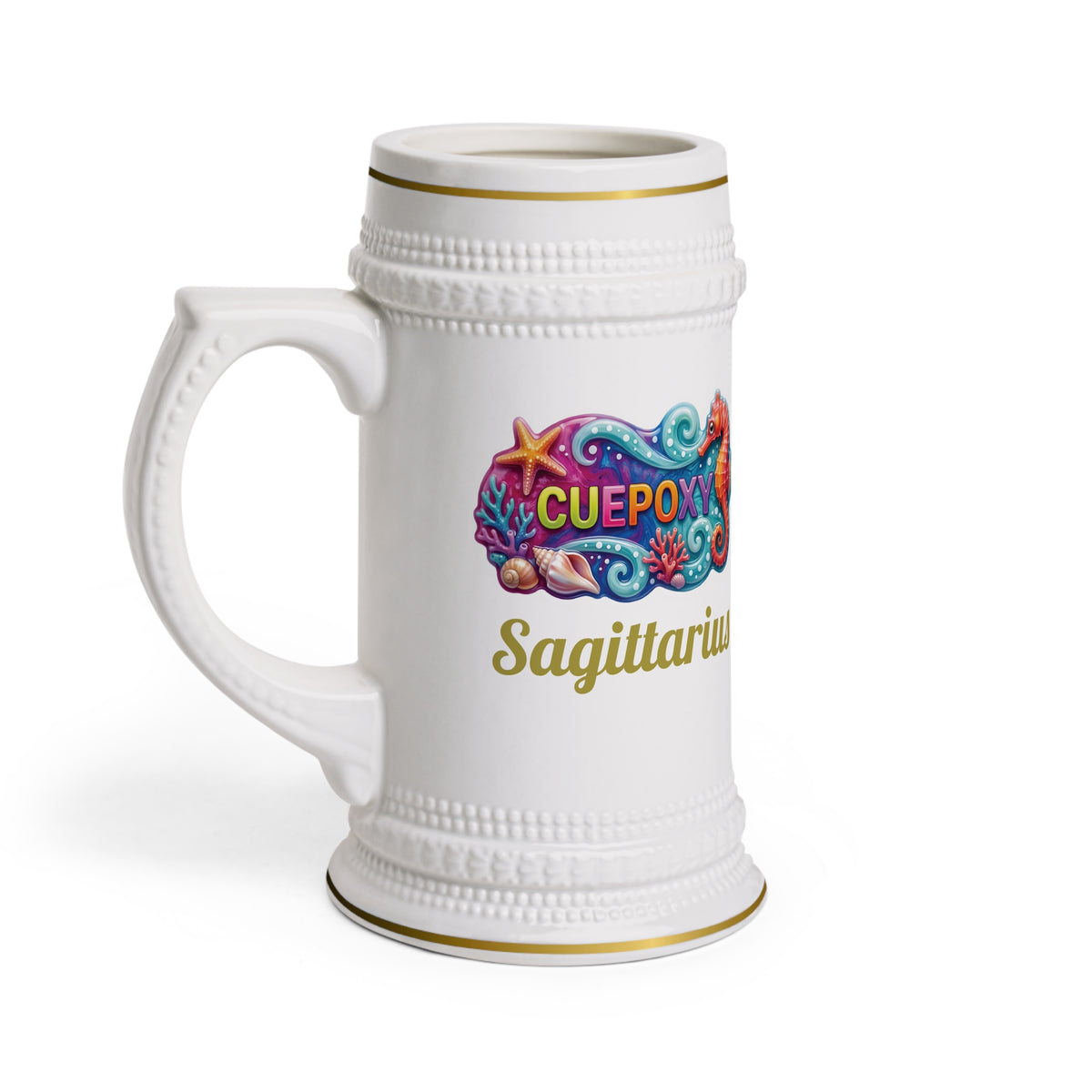 Sagittarius Zodiac Beer Stein – An Arrow Toward Ocean Light | 22 oz