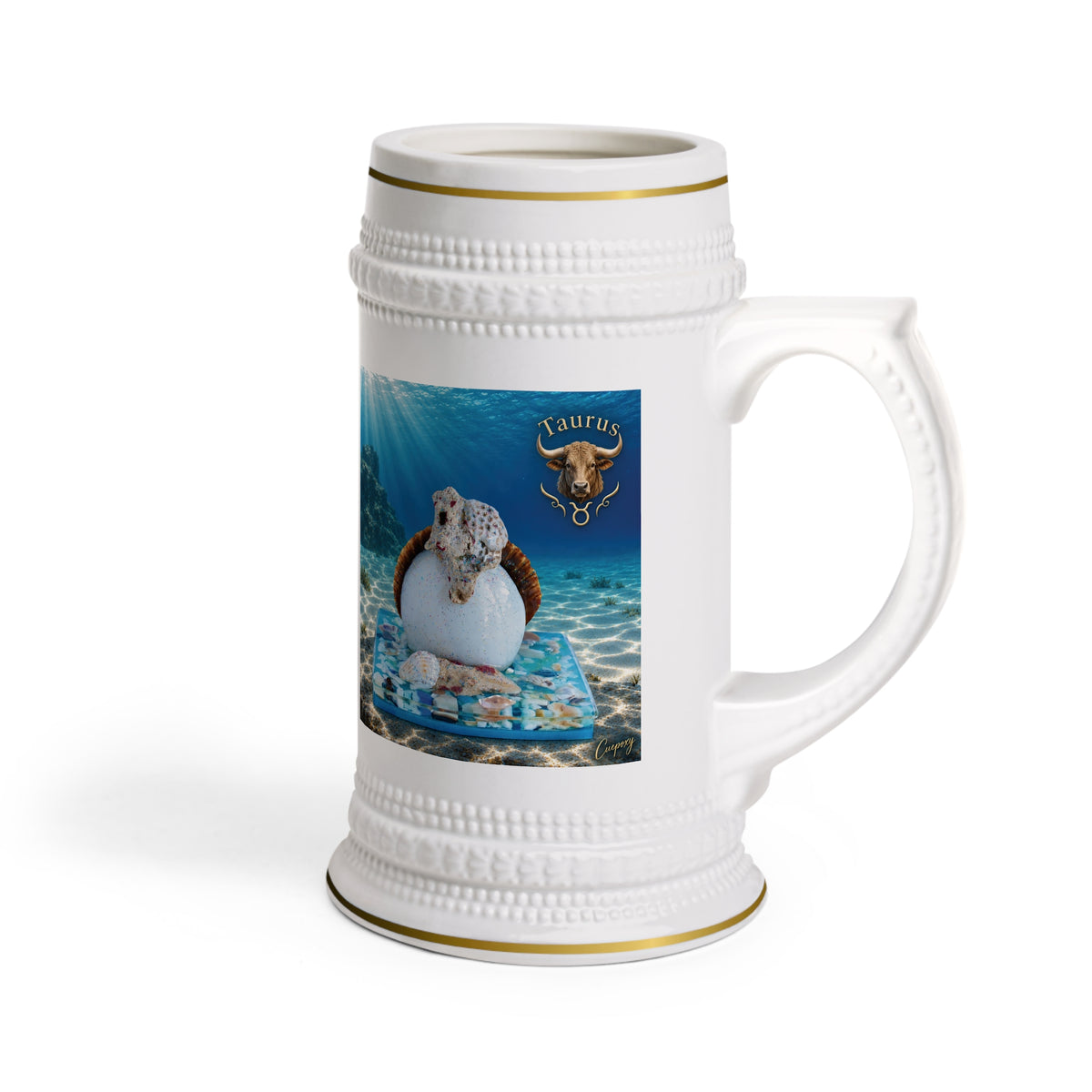 Taurus Zodiac Beer Stein – Strength on the Ocean Floor | 22 oz