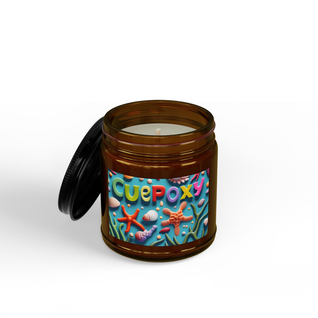 Ocean-Inspired Scented Soy Candle – CuepoxyGift | Black Lid, 4oz & 9oz, Amber or Clear Jar