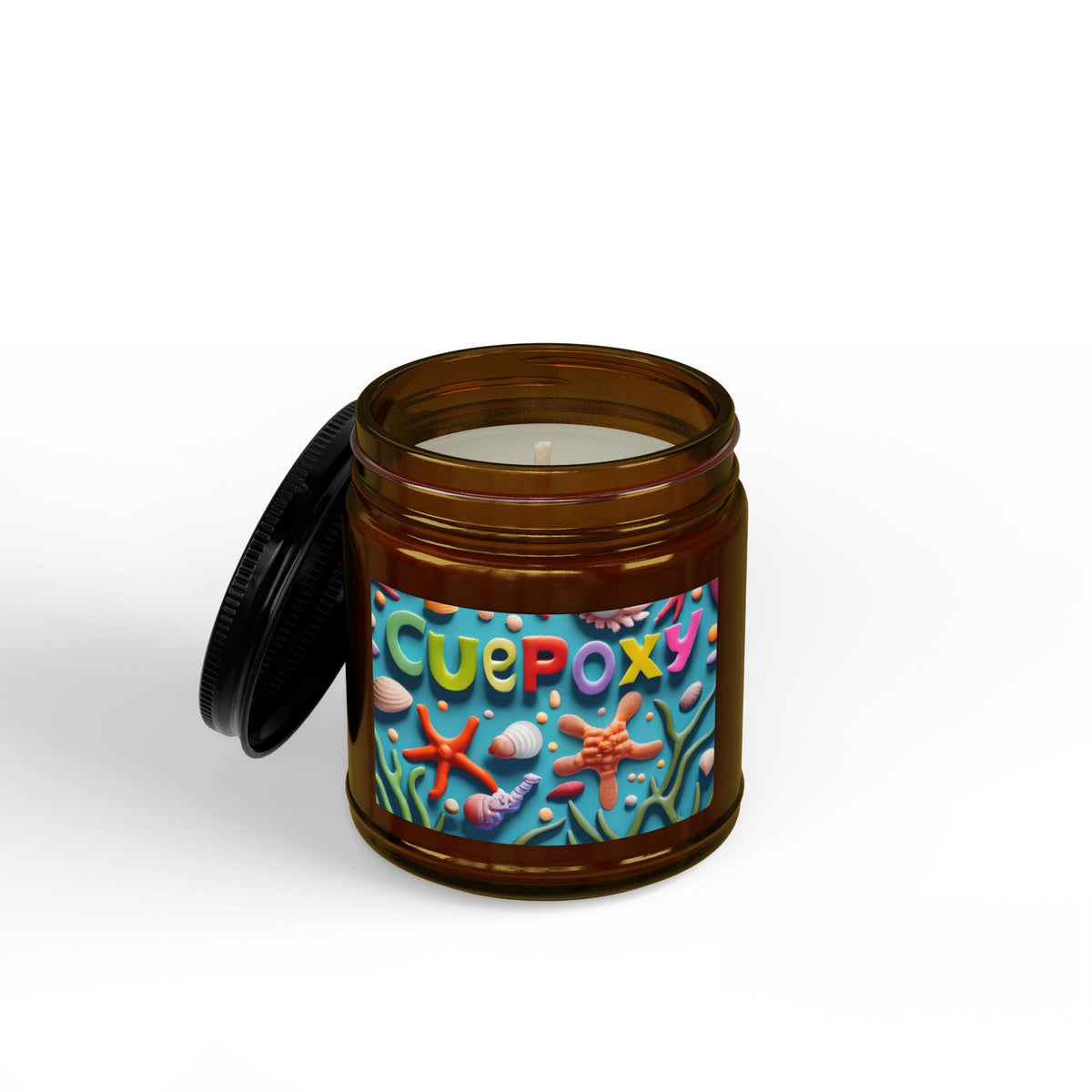 Ocean-Inspired Scented Soy Candle – CuepoxyGift | Black Lid, 4oz & 9oz, Amber or Clear Jar