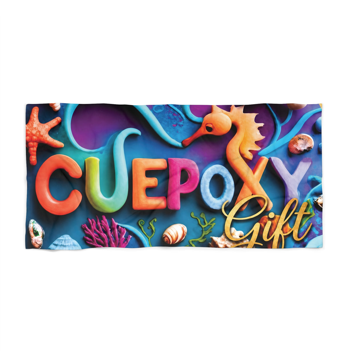 Ocean Art Beach Towel – CuepoxyGift | Heavyweight Cotton-Poly, 2 Sizes