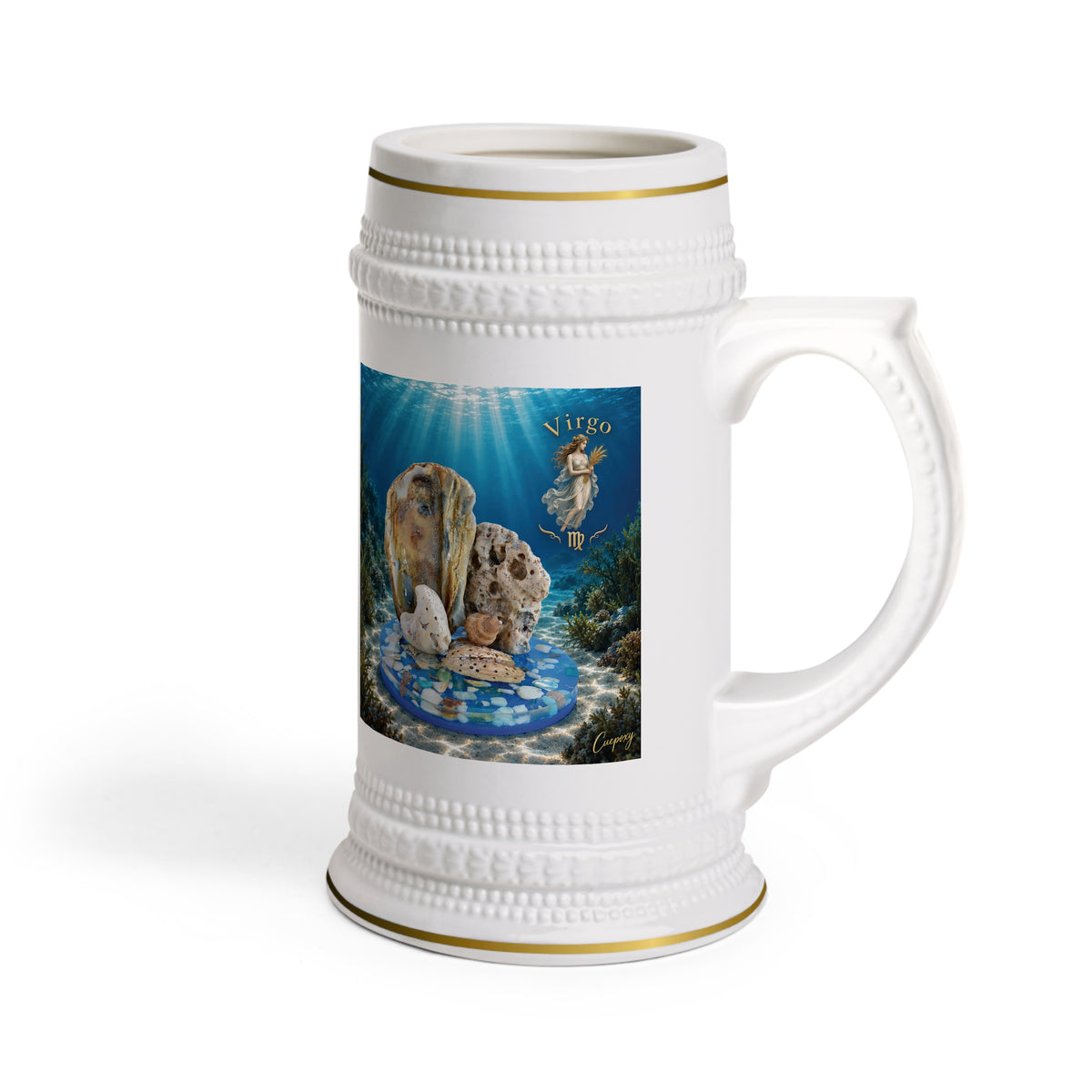 Virgo Zodiac Beer Stein – Grace in an Underwater Garden | 22 oz