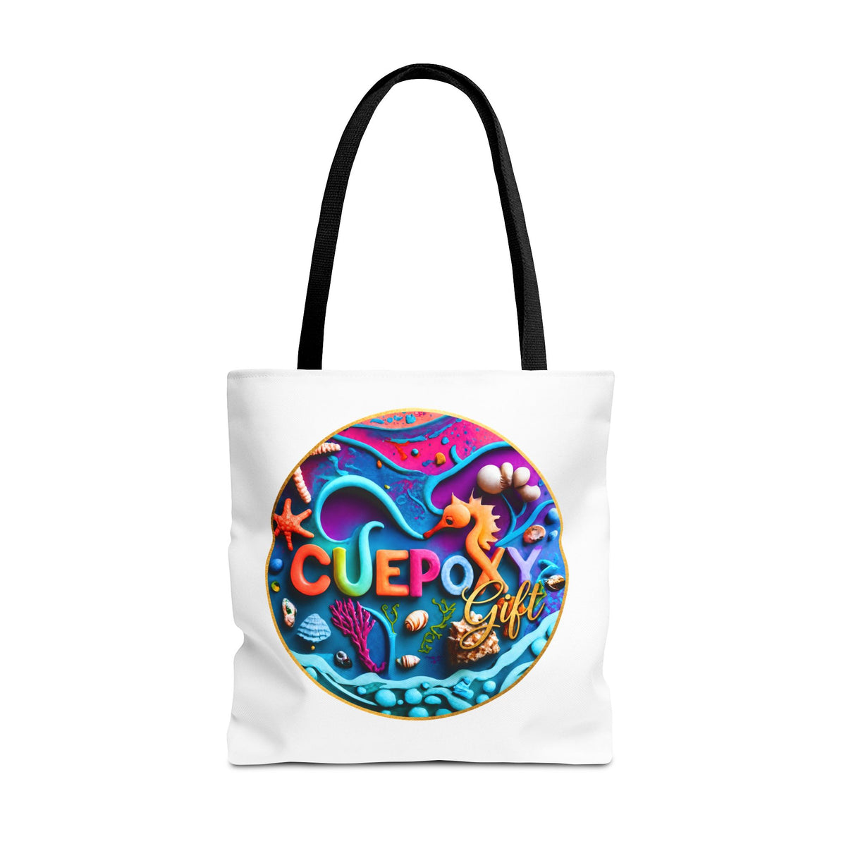 Ocean Art All-Over Print Tote Bag – CuepoxyGift Beach Design | 3 Sizes