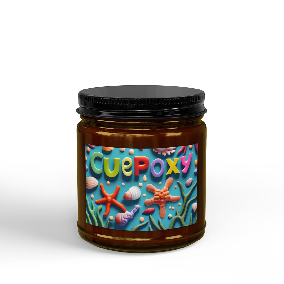 Ocean-Inspired Scented Soy Candle – CuepoxyGift | Black Lid, 4oz & 9oz, Amber or Clear Jar