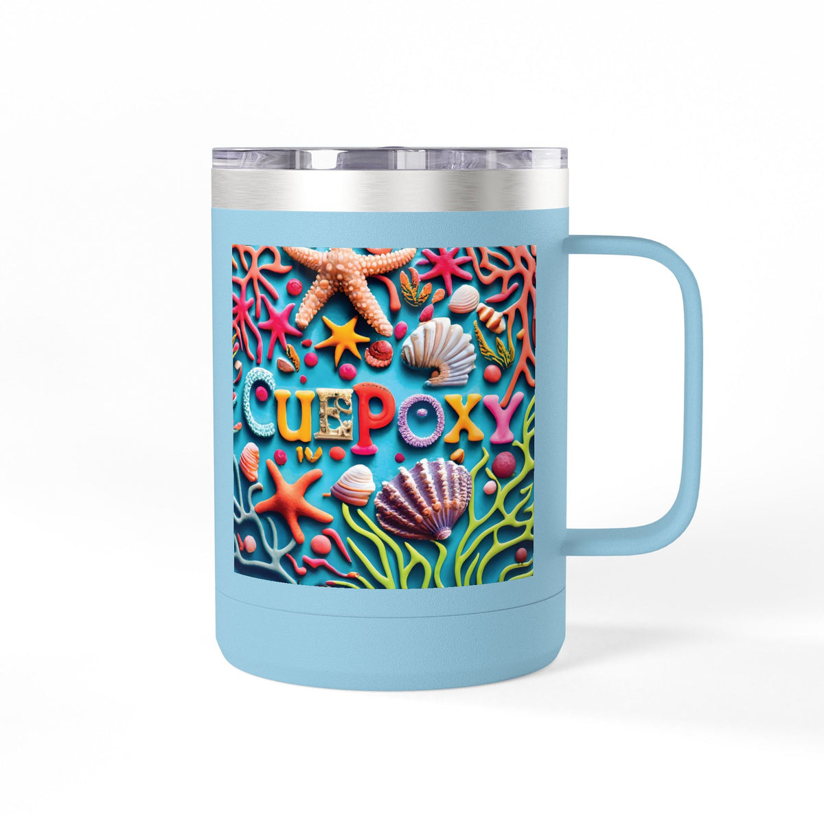 Ocean Art Coffee Mug Tumbler 15oz – CuepoxyGift | Insulated Stainless Steel Handle Mug