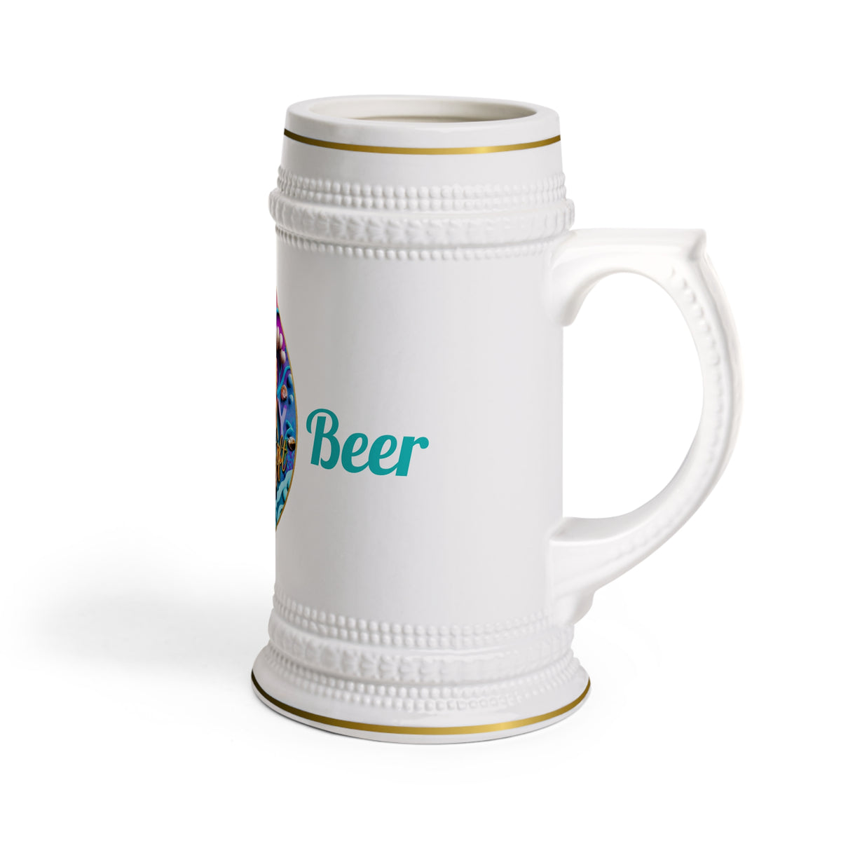 Ocean Art Beer Stein Mug 22oz – CuepoxyGift | Ceramic Gold Detail Stein