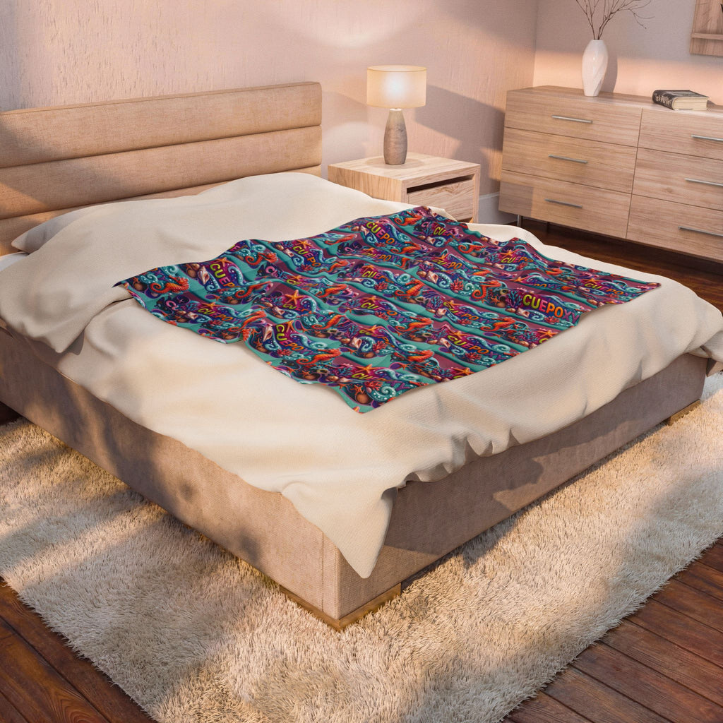 Ocean Art Velveteen Plush Blanket – CuepoxyGift | Ultra-Soft One-Side Print, 3 Sizes