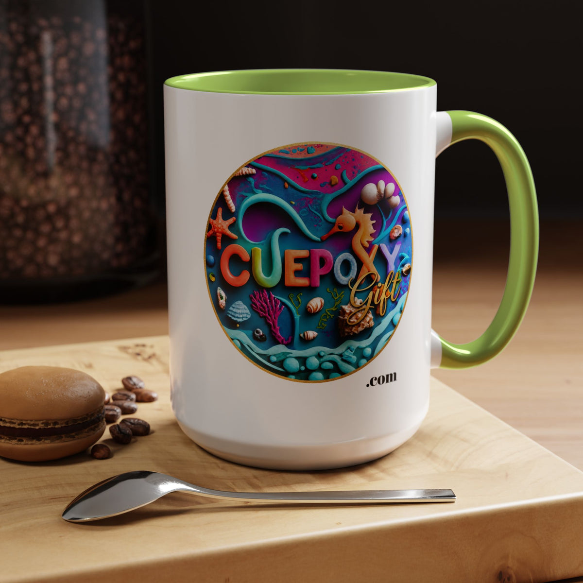 Ocean Art Accent Coffee Mug – CuepoxyGift | Two-Tone Ceramic 11oz & 15oz
