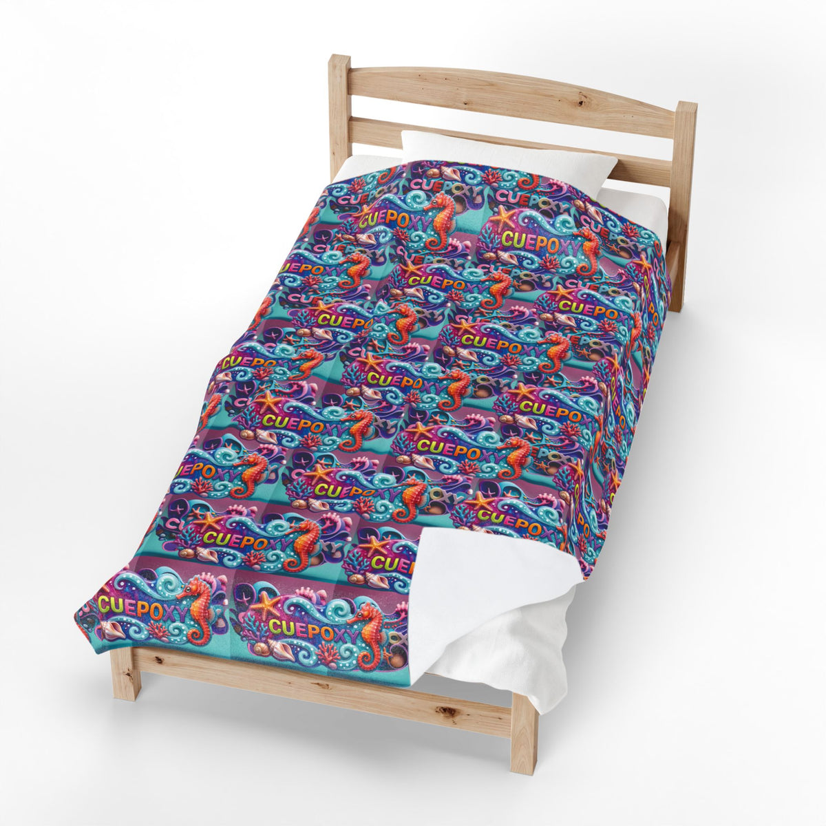 Ocean Art Velveteen Plush Blanket – CuepoxyGift | Ultra-Soft One-Side Print, 3 Sizes