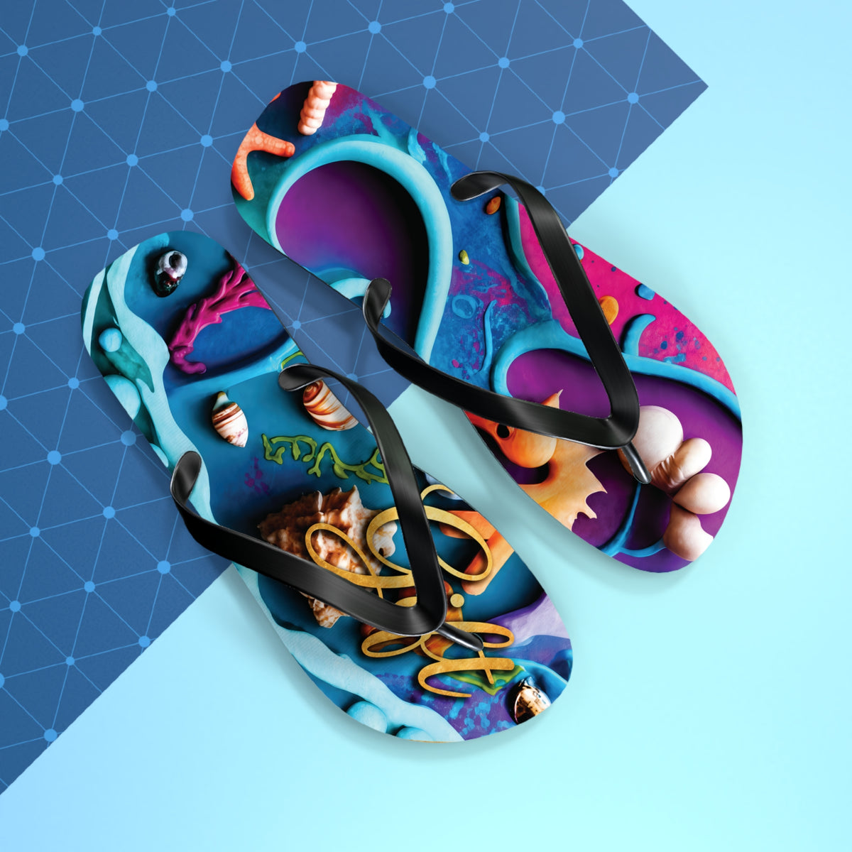 Ocean Art Flip Flops – CuepoxyGift Beach Print | All-Day Comfort Sandals