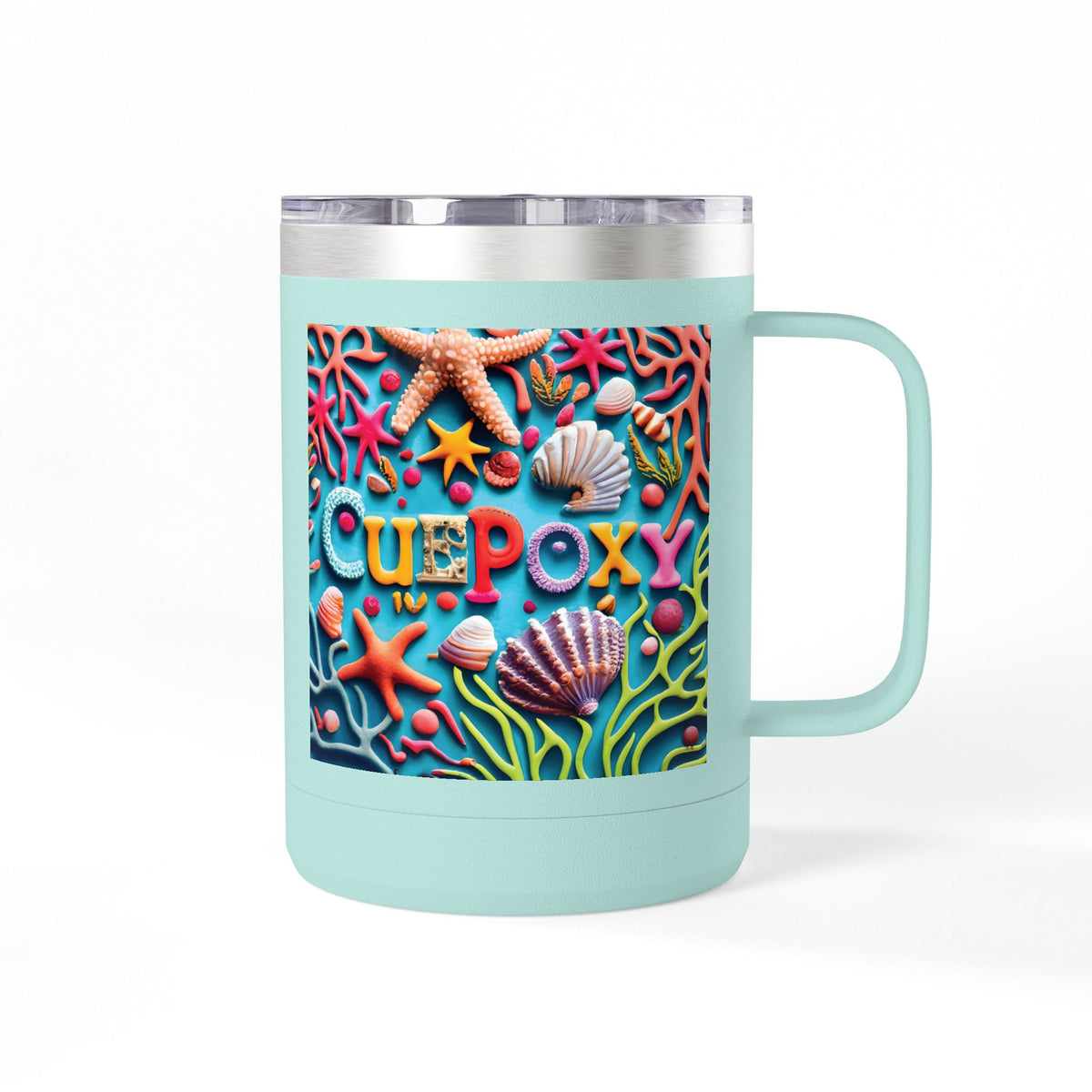 Ocean Art Coffee Mug Tumbler 15oz – CuepoxyGift | Insulated Stainless Steel Handle Mug