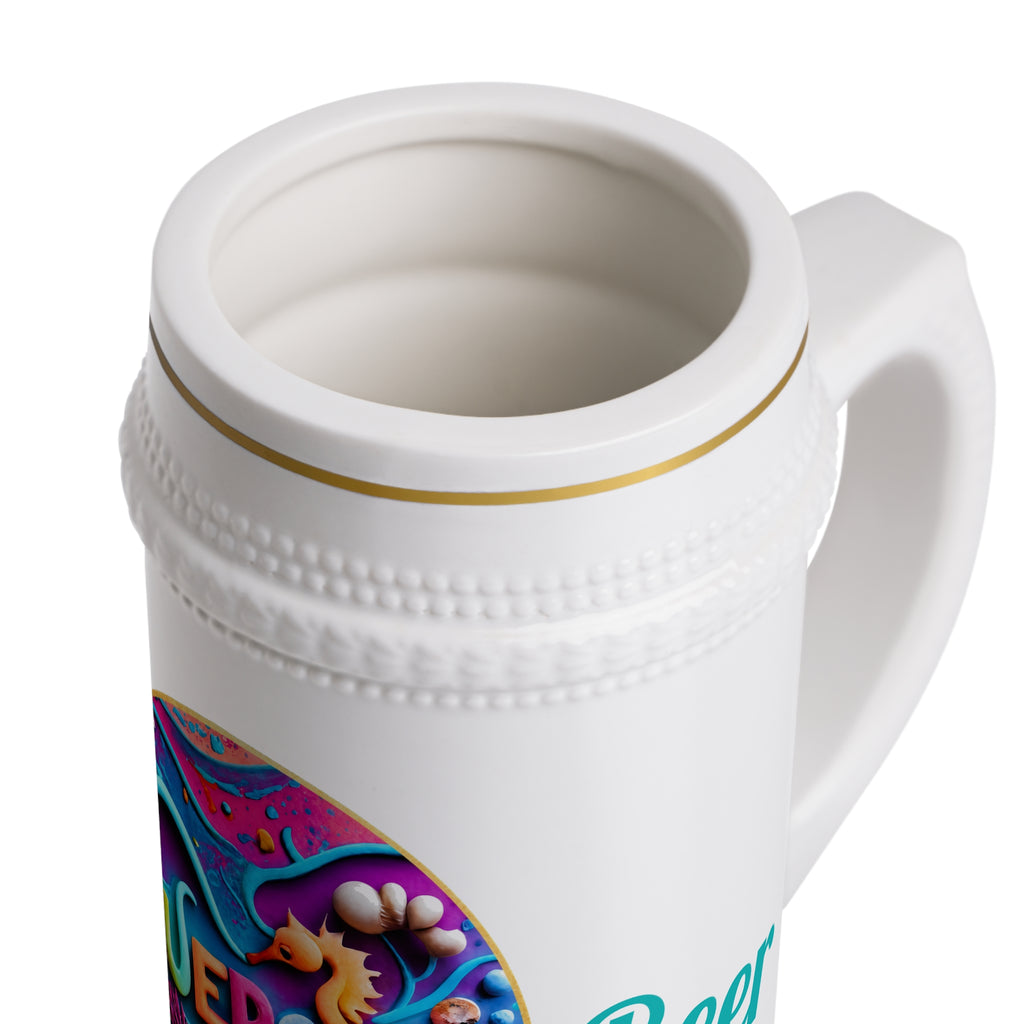 Ocean Art Beer Stein Mug 22oz – CuepoxyGift | Ceramic Gold Detail Stein