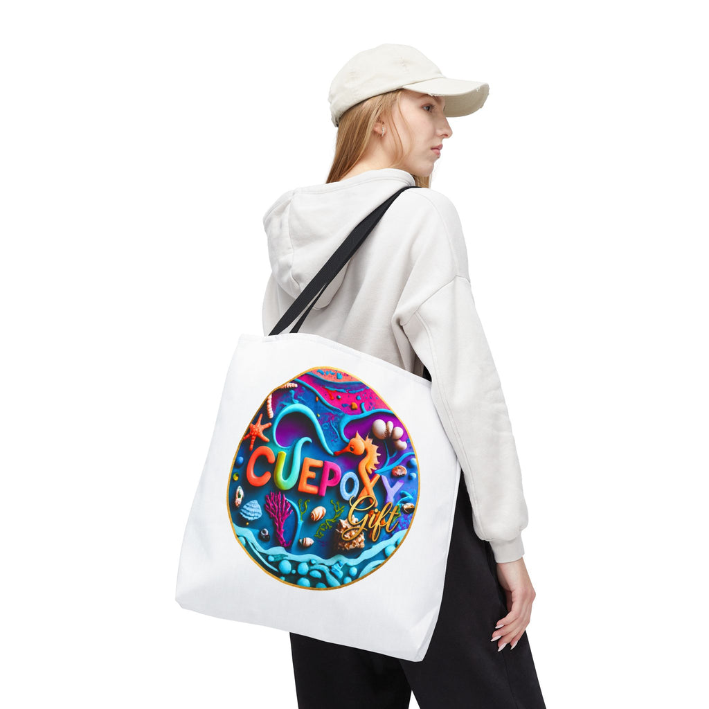 Ocean Art All-Over Print Tote Bag – CuepoxyGift Beach Design | 3 Sizes