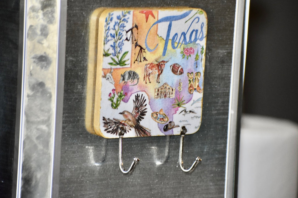 Llavero Magneto y Diseño Corrugado/ Recuerdos de Texas Hogar de Cuepoxy