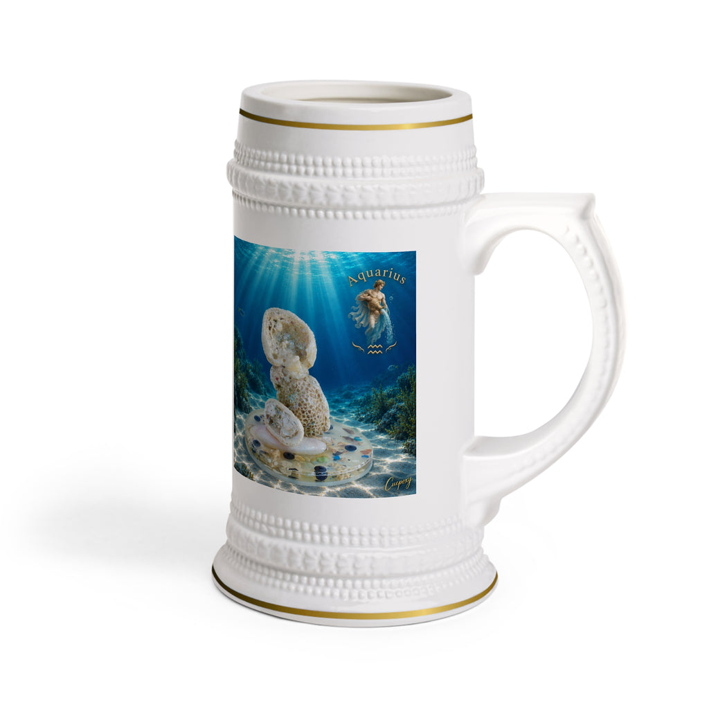 Aquarius Zodiac Beer Stein – The Ocean’s Flowing Vessel | 22 oz