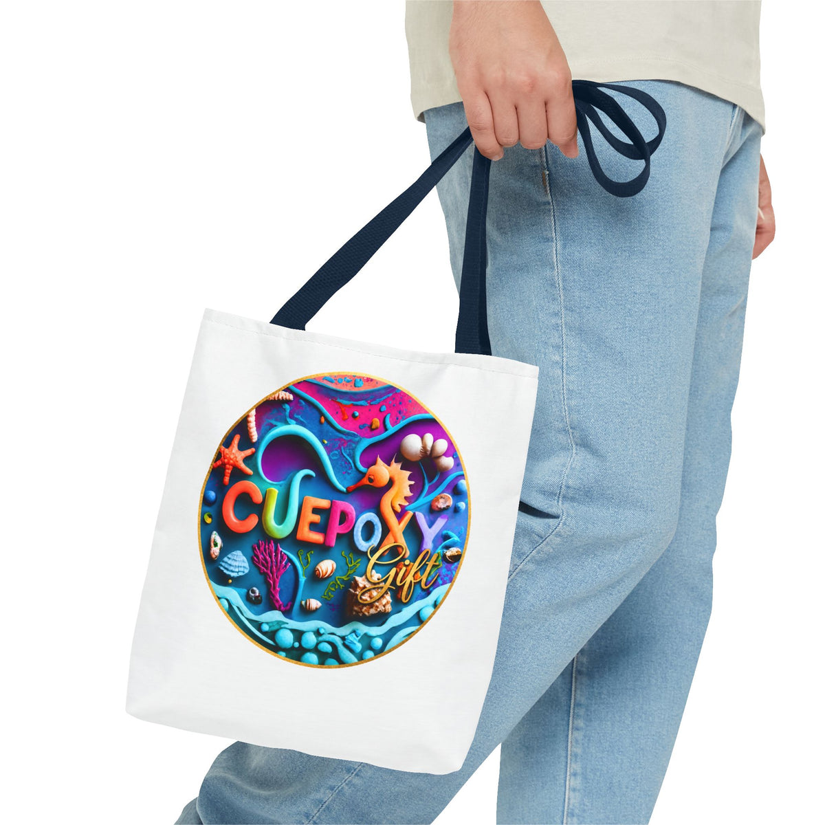 Ocean Art All-Over Print Tote Bag – CuepoxyGift Beach Design | 3 Sizes