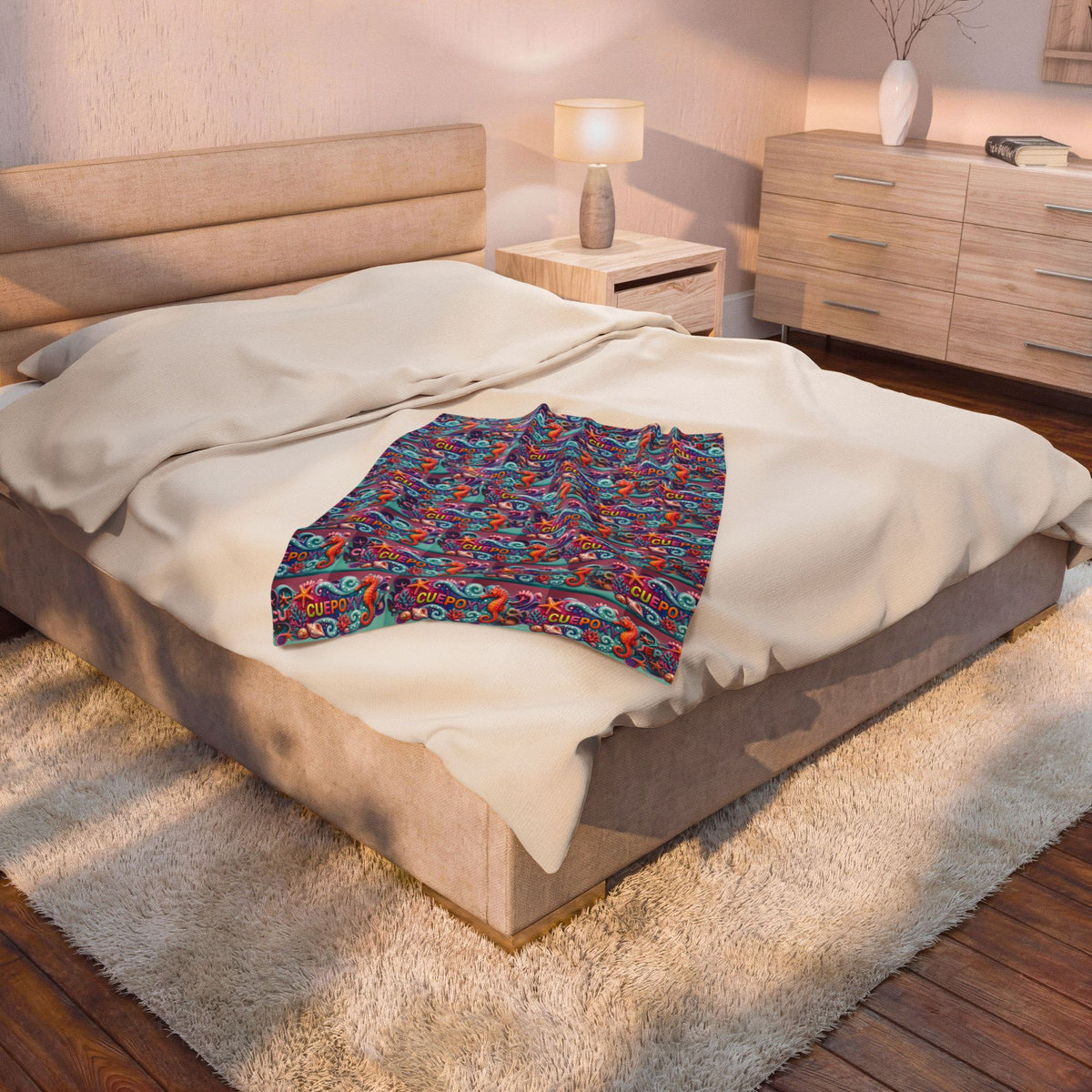 Ocean Art Velveteen Plush Blanket – CuepoxyGift | Ultra-Soft One-Side Print, 3 Sizes
