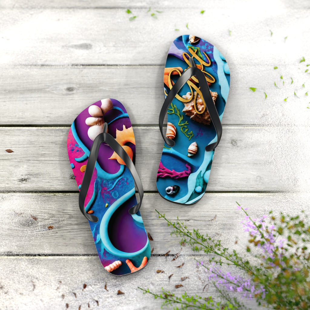Ocean Art Flip Flops – CuepoxyGift Beach Print | All-Day Comfort Sandals