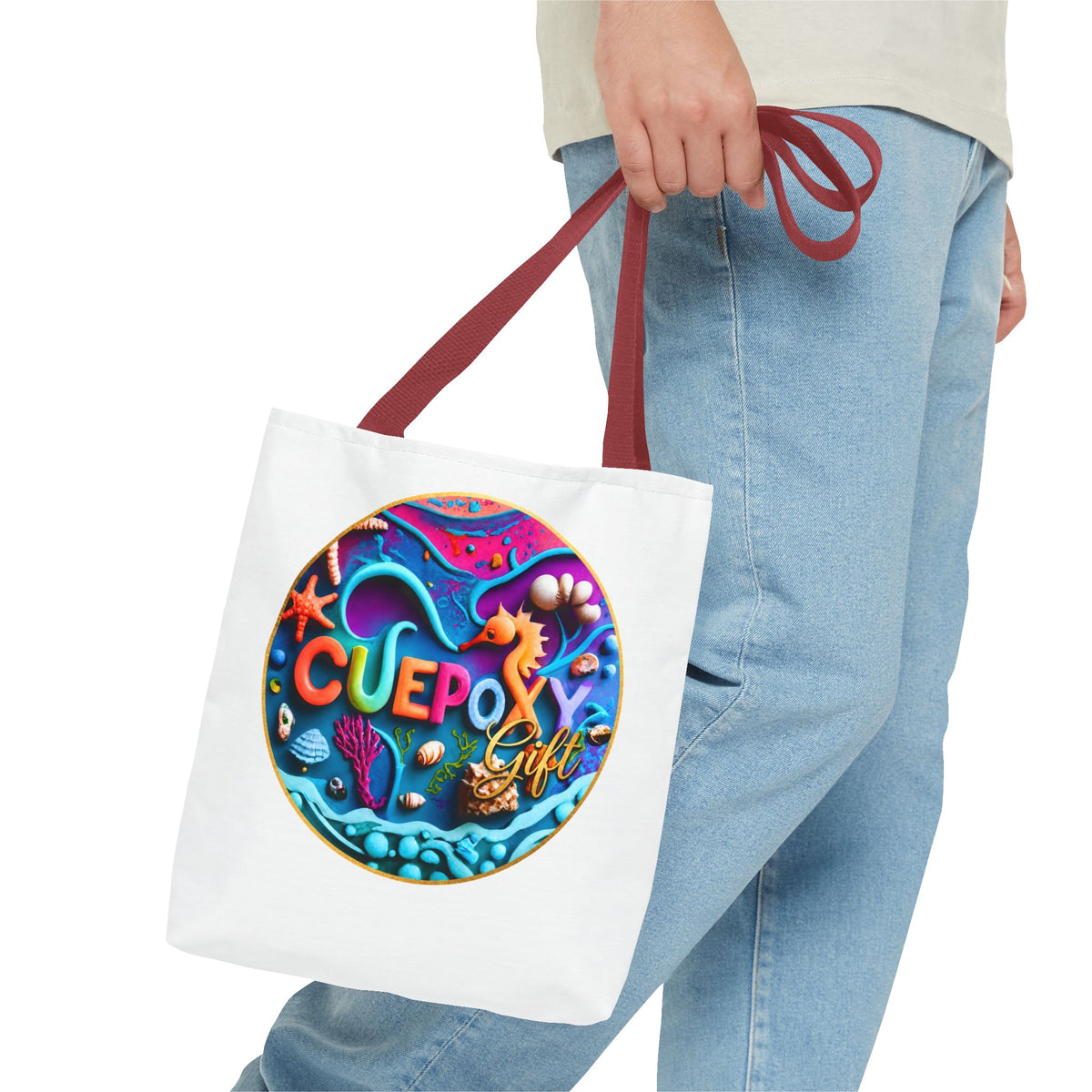 Ocean Art All-Over Print Tote Bag – CuepoxyGift Beach Design | 3 Sizes